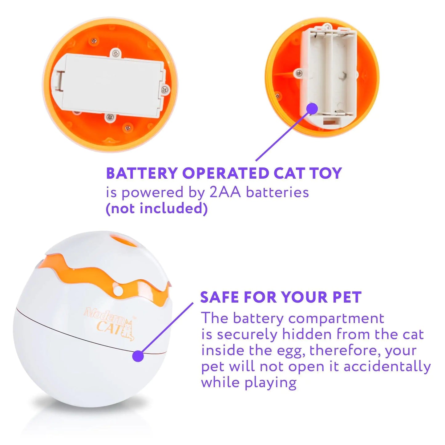 Interactive Cat Toy Dino Egg White Automatic Toy with 360 Degree Rotation Auto